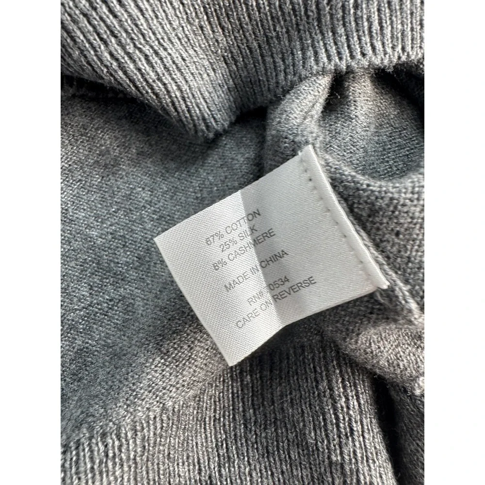 Orvis Sweater Mens XL Gray Cotton Silk Cashmere Quarter Zip Mock Neck Pullover‎